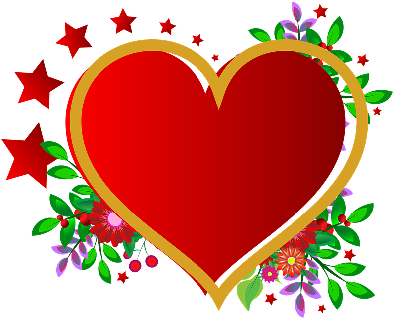Romantic Heart Frame Design PNG