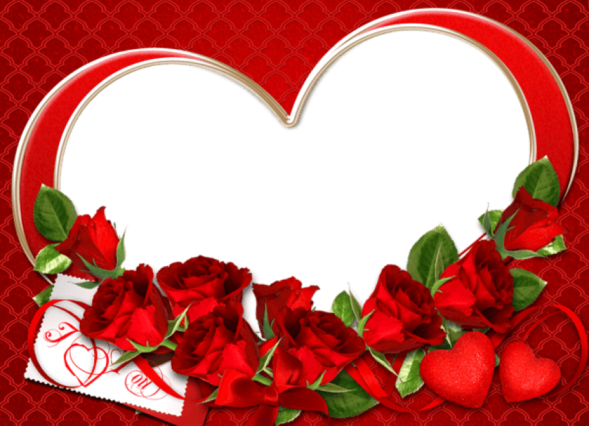 Romantic Heart Framewith Red Roses PNG