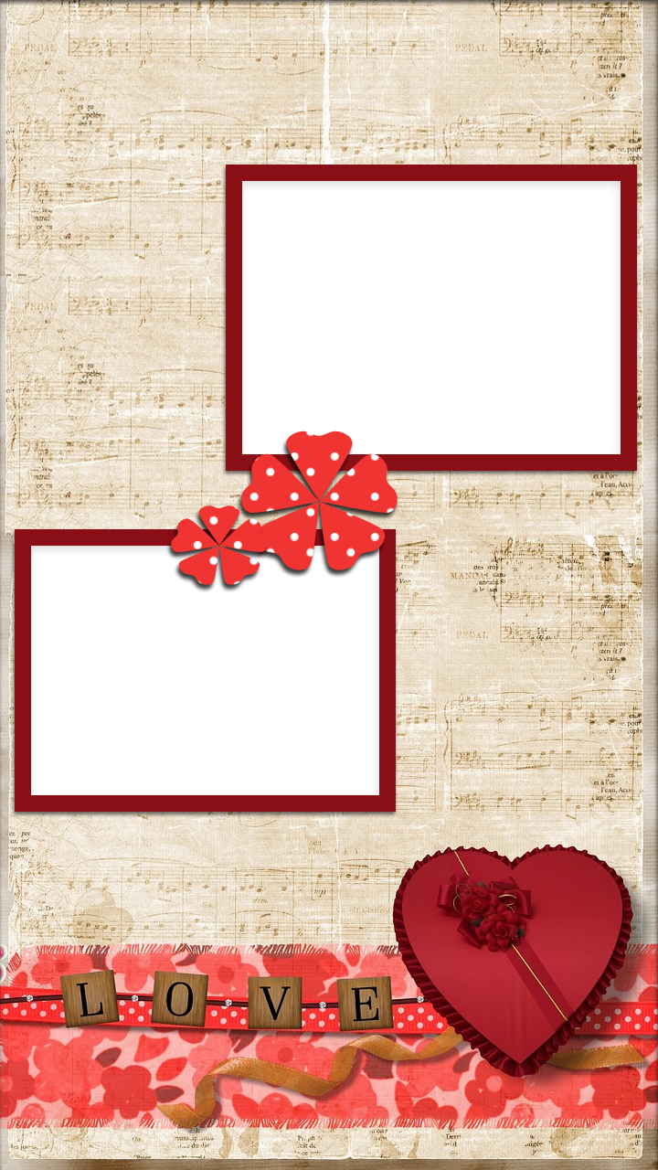 Romantic Heart Love Photo Frame PNG