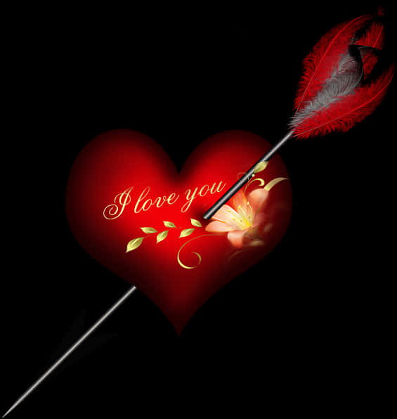 Romantic Heart Quill Love Declaration.jpg PNG