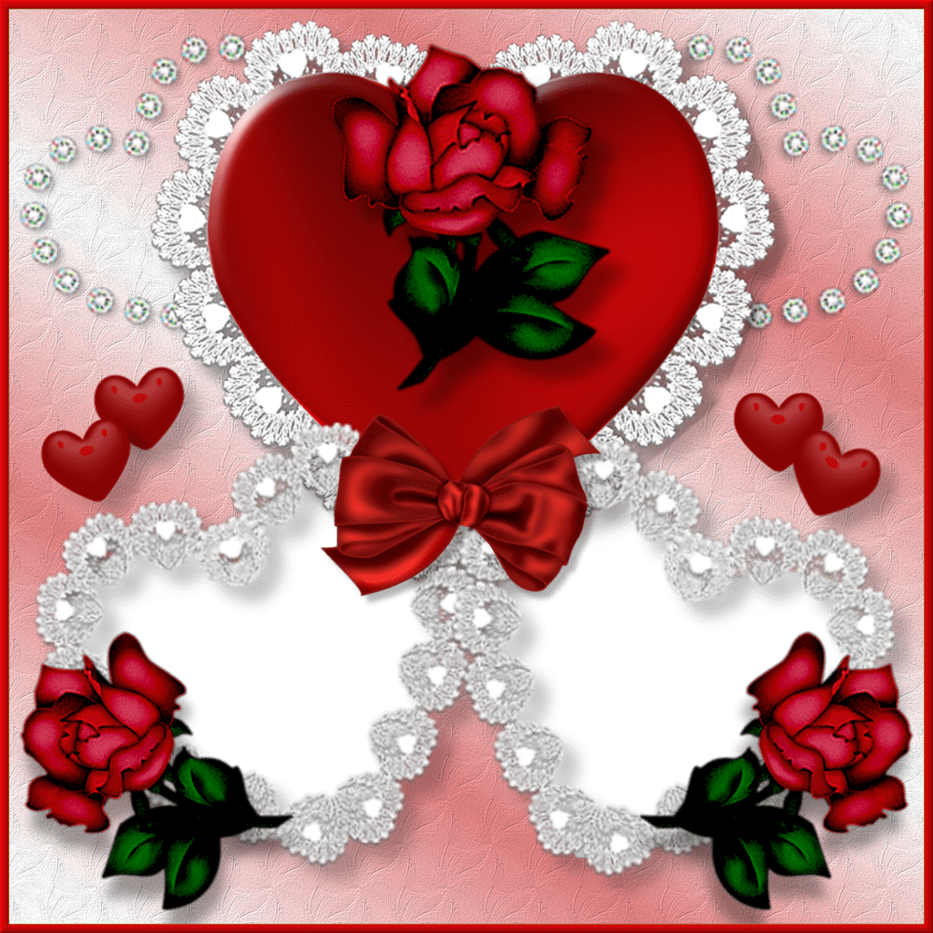 Romantic Heart Rose Frame PNG