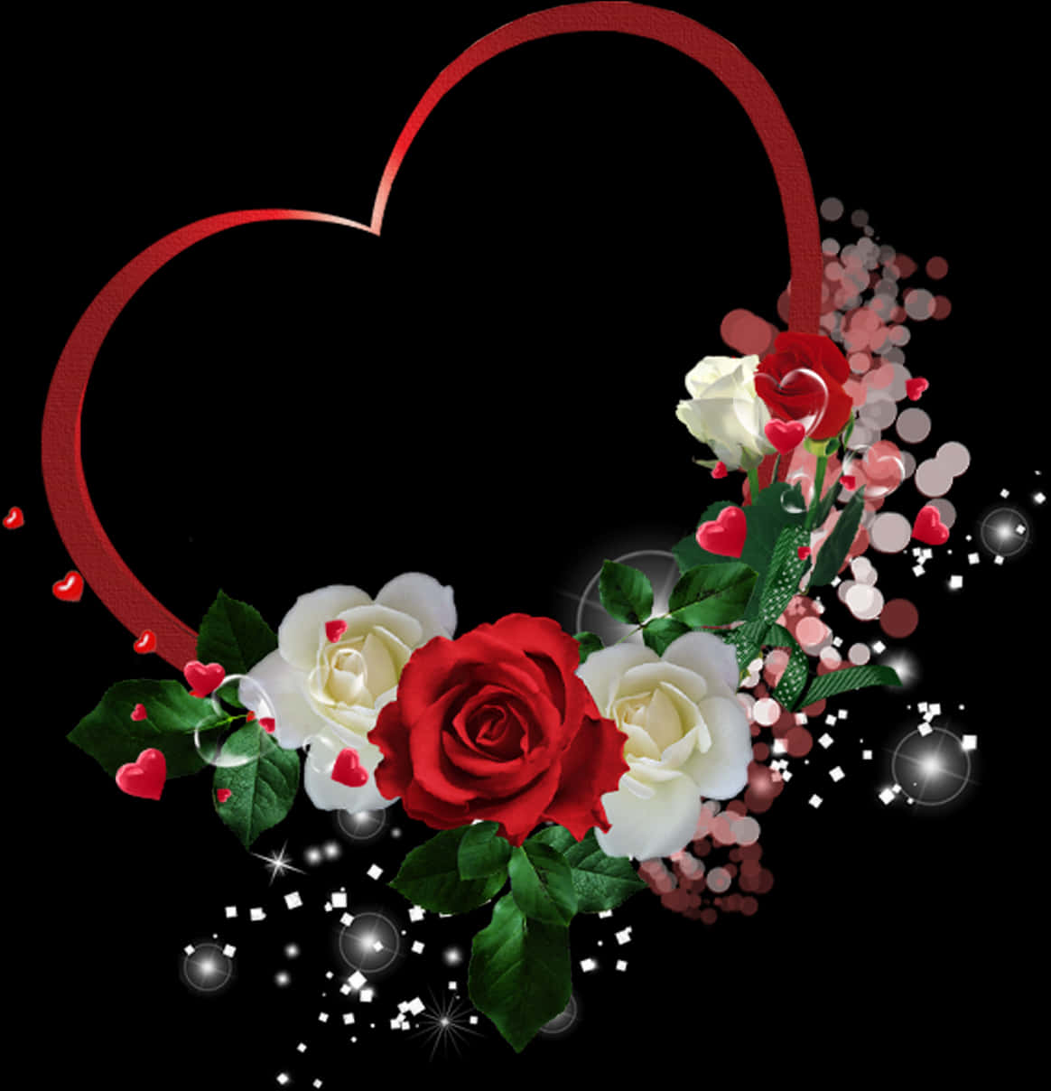 Romantic Heartand Roses Graphic PNG
