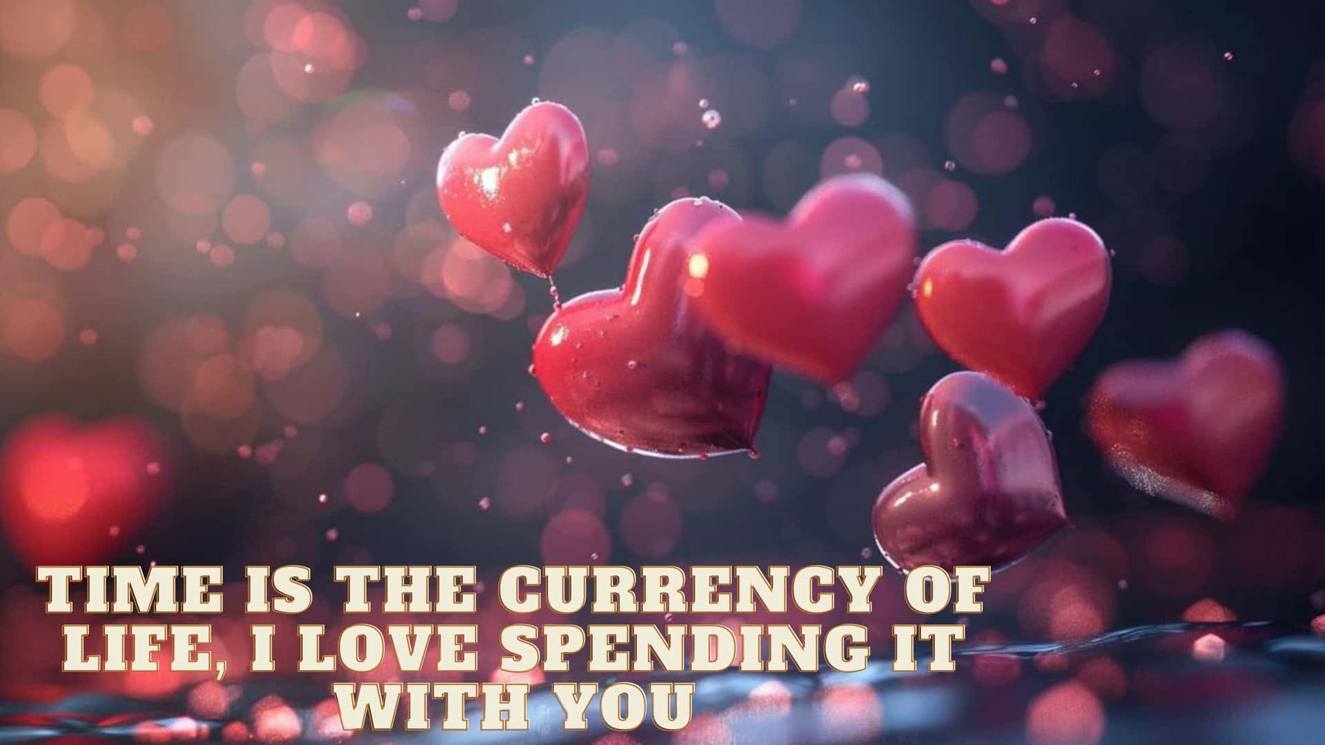 Romantic Heartsand Love Quote Wallpaper