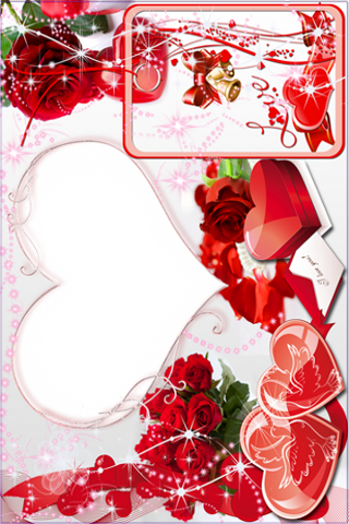 Romantic Heartsand Roses Love Frame PNG