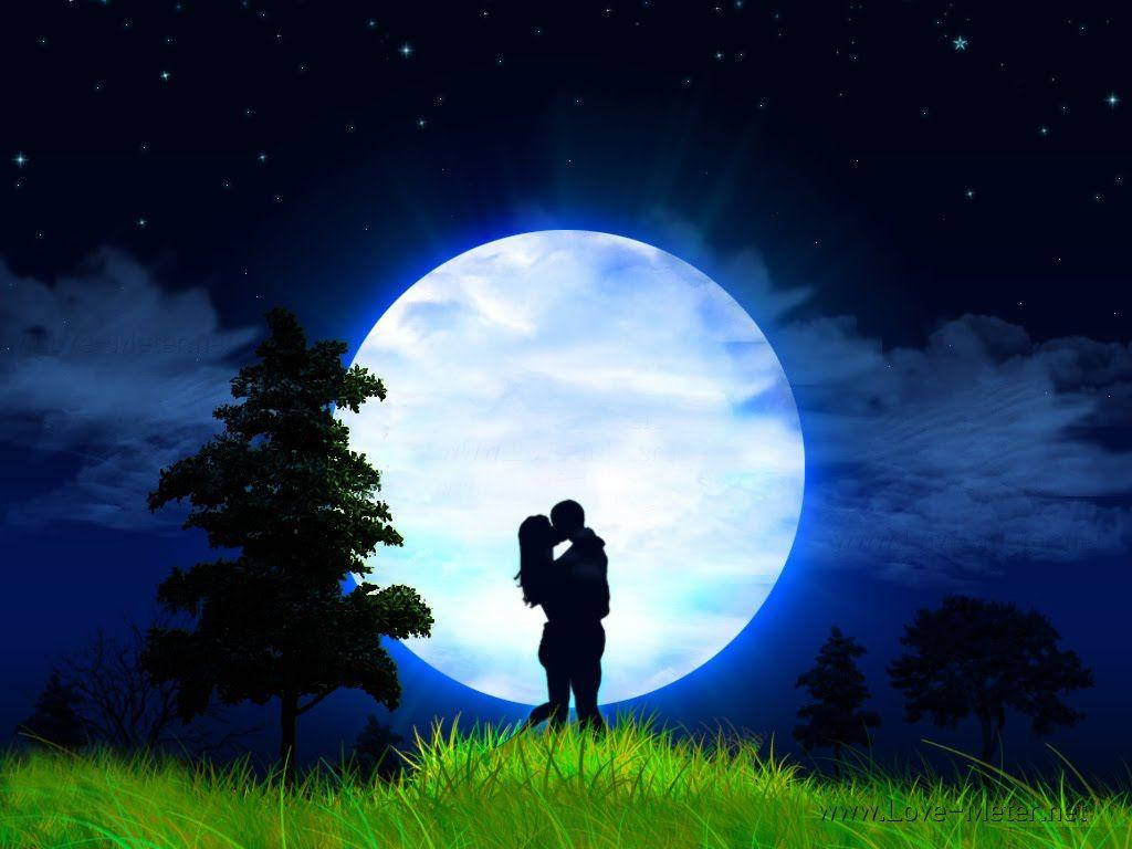 Romantic Kiss Under The Moon