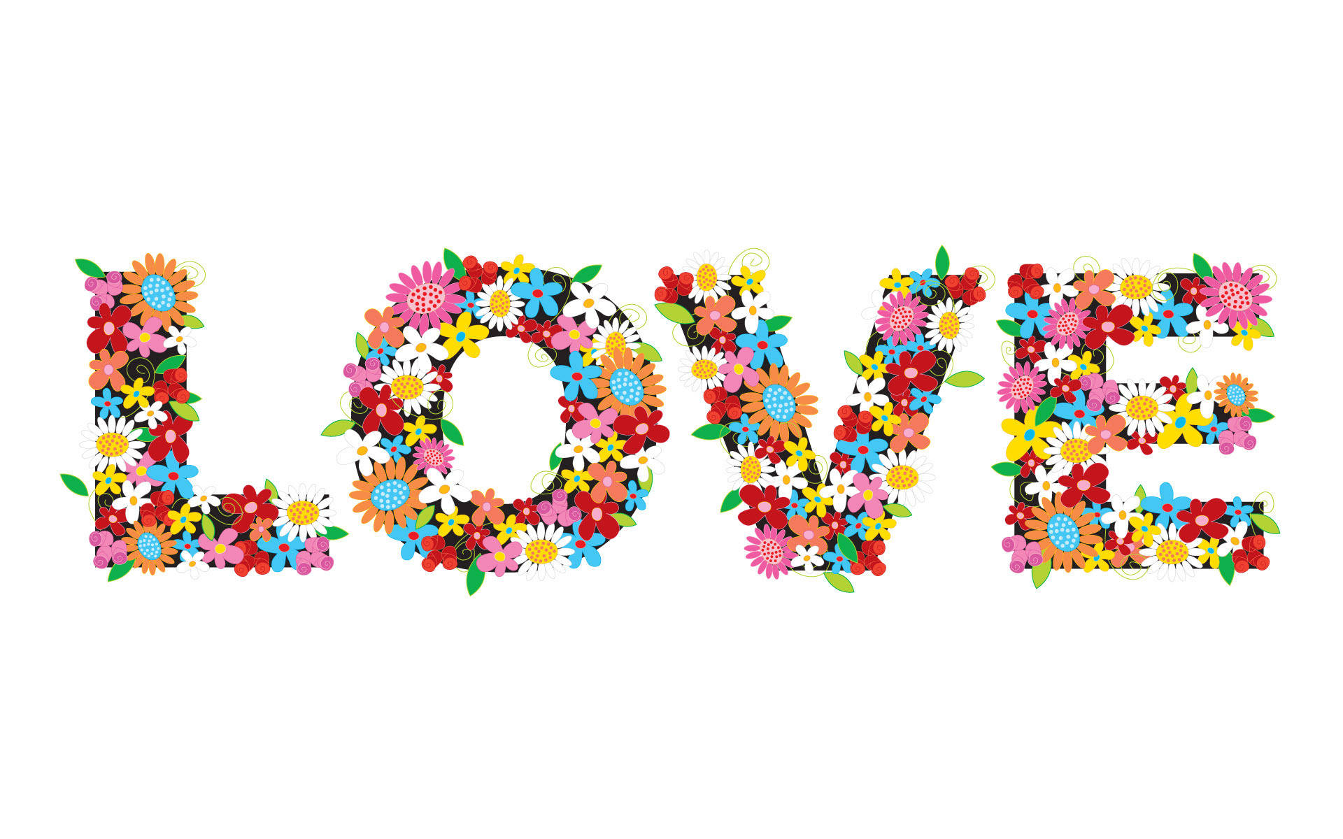 Romantic Love Flowers Letters Wallpaper