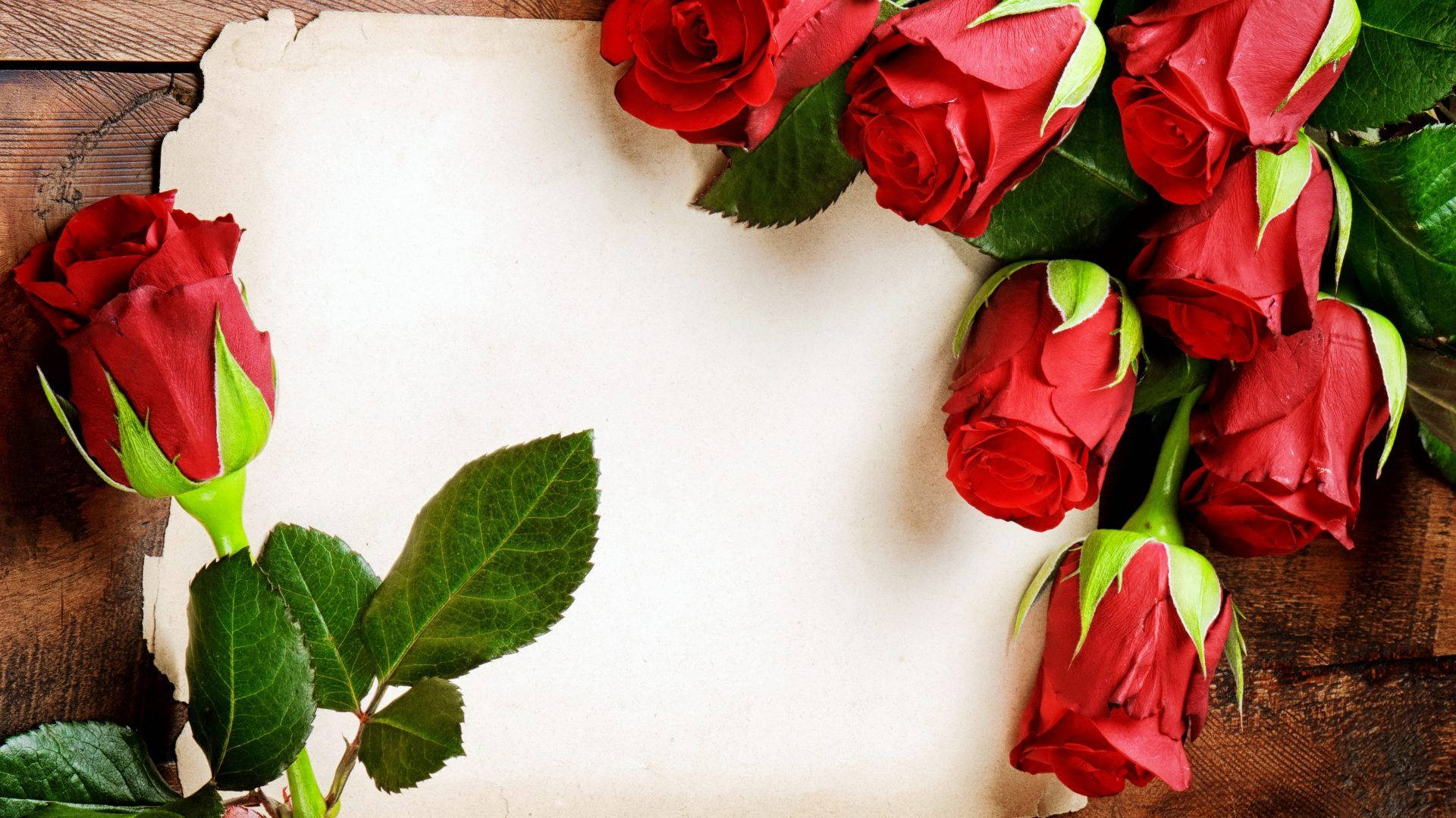 Romantic Love Flowers On A Paper Wallpaper