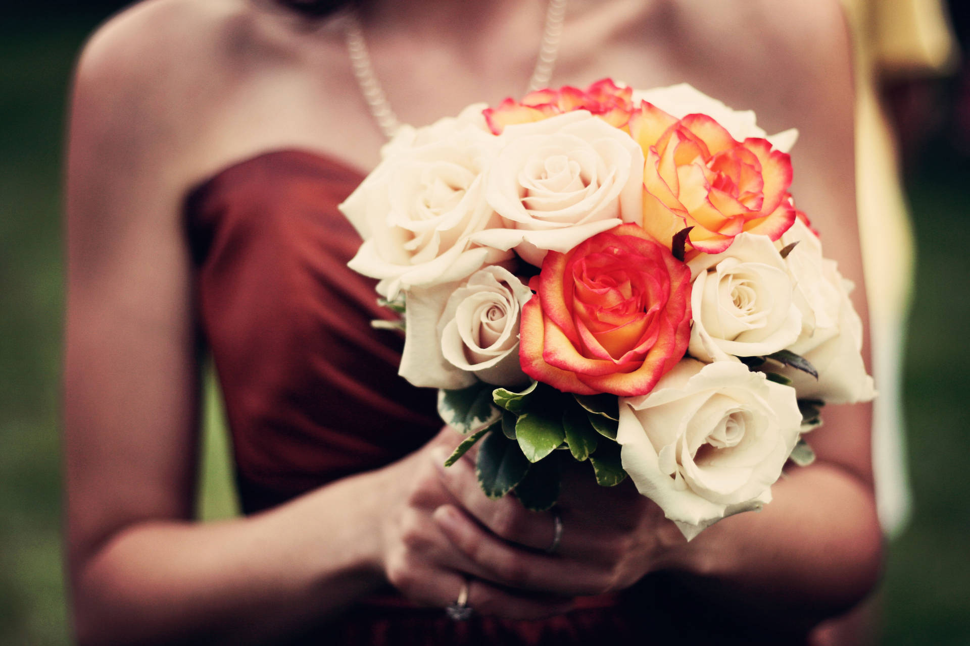 Romantico Amore Fiori Bouquet Da Sposa Sfondo