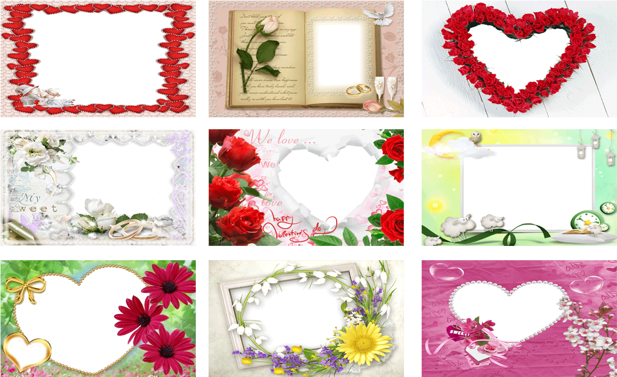 Romantic Love Photo Frames Collection PNG