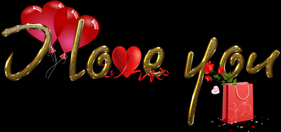 Romantic Love You Balloonsand Roses PNG