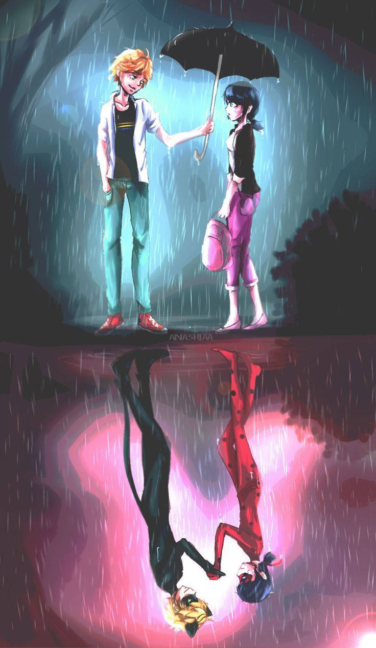 Romantic Miraculous Characters In The Rain