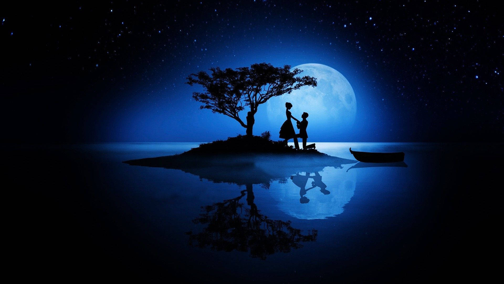 Romantic Night Trip With Blue Moon