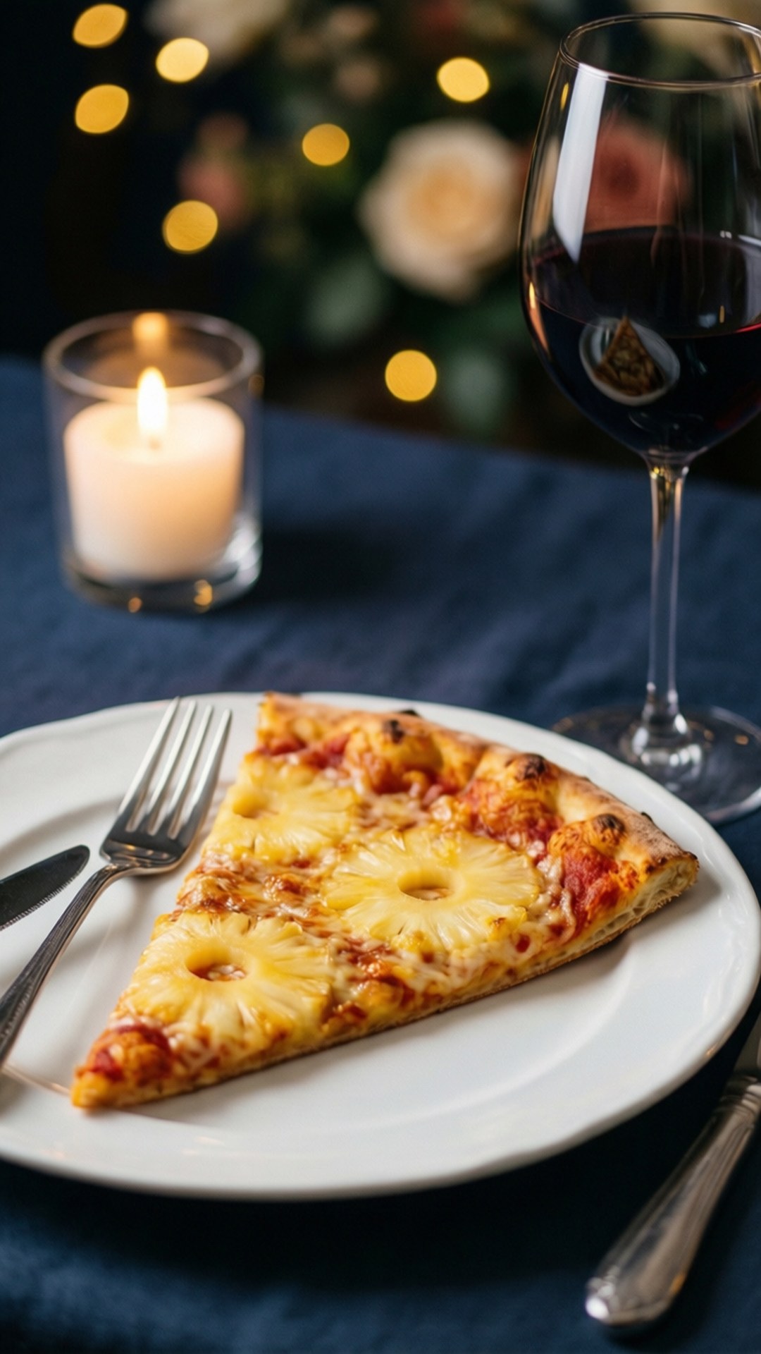 Dîner romantique pizza à l'ananas Fonds d'écran