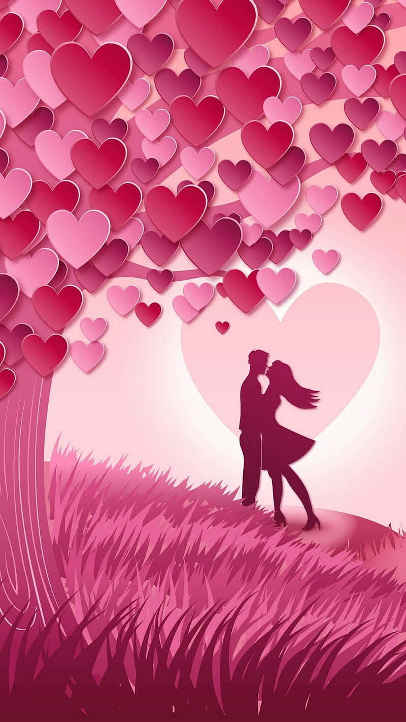 Romantic Pink Hearts Wallpaper