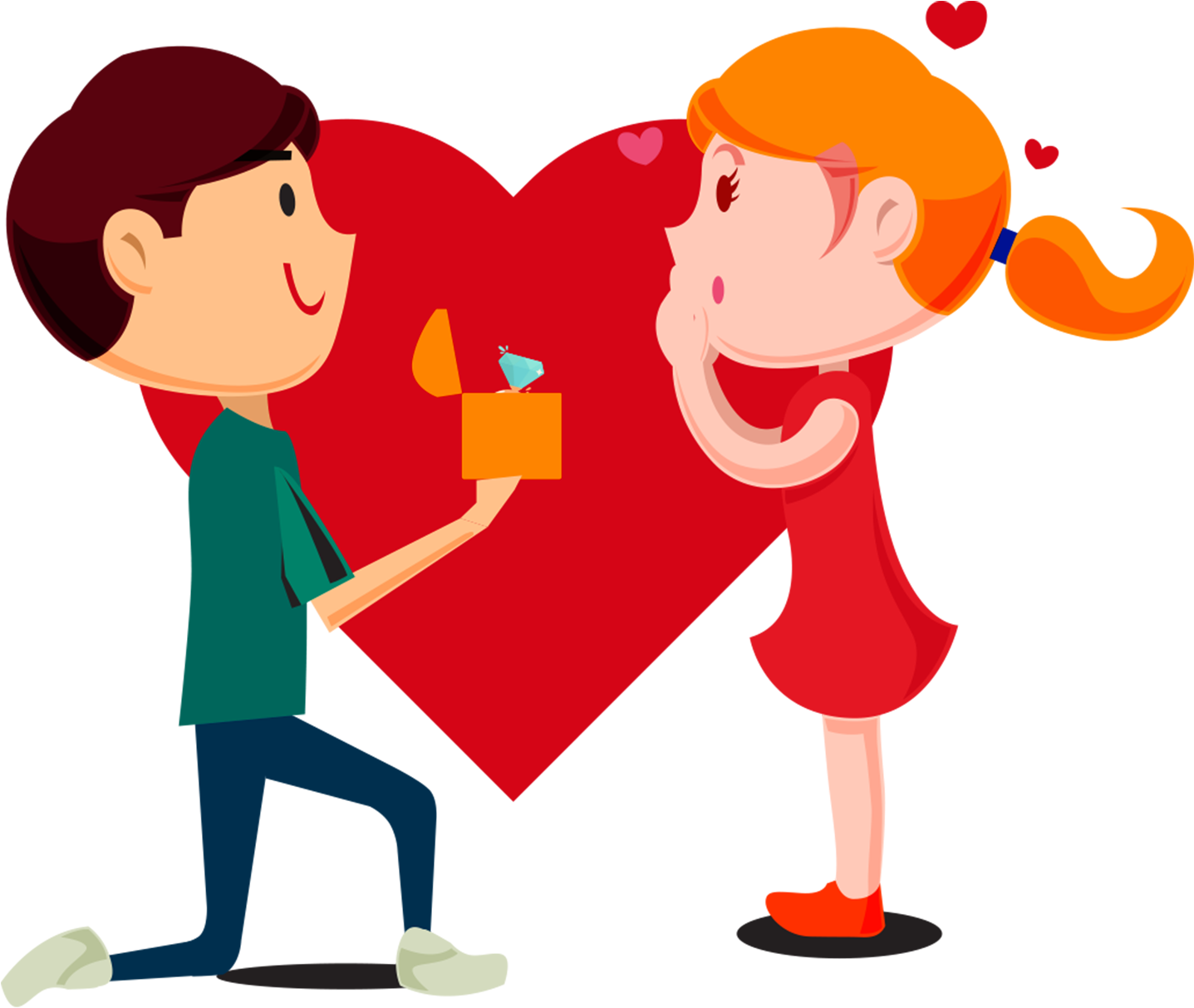 Romantic Proposal Cartoon PNG