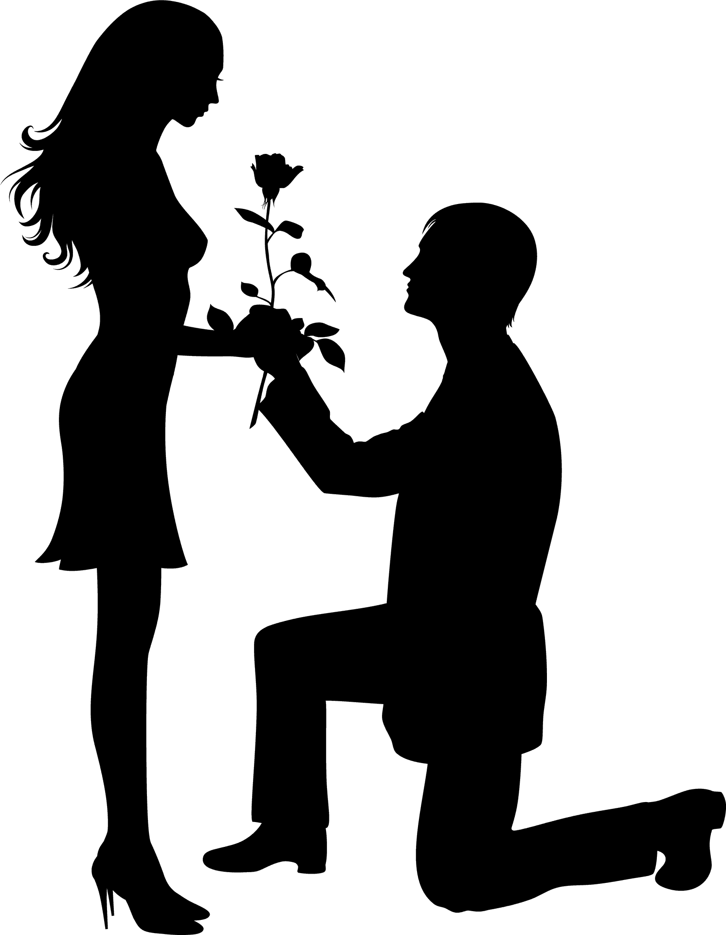 Romantic Proposal Silhouette.png PNG
