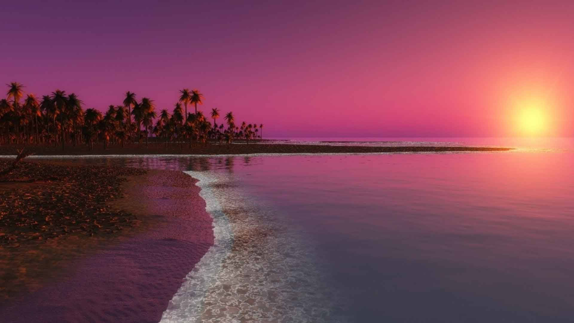 Romantic Purple And Pink Sunrise Nature Wallpaper