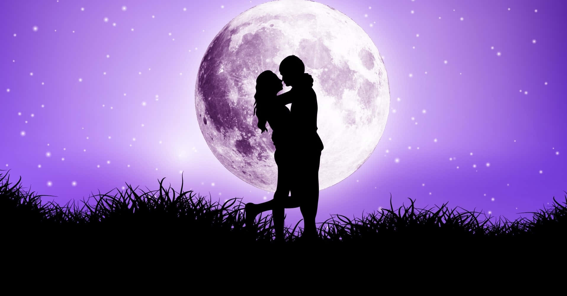 Romantic Purple Silhouette Wallpaper