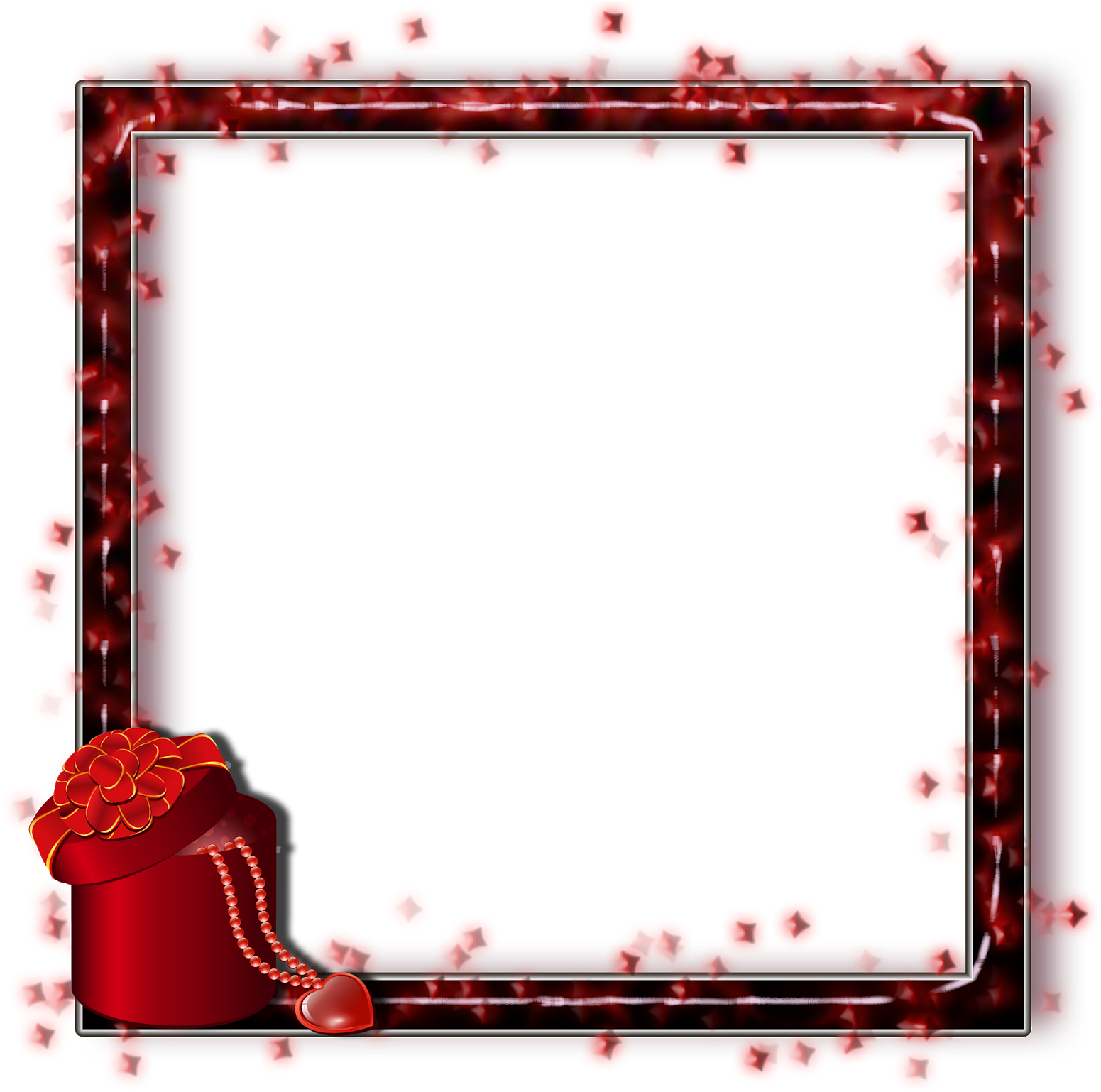 Romantic Red Floral Frame PNG