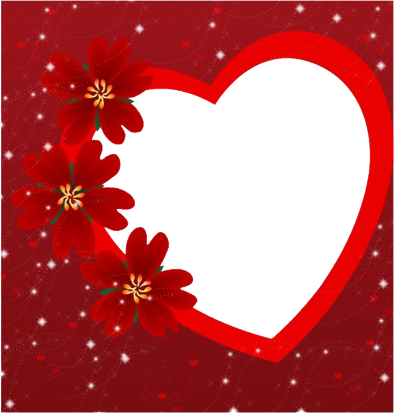 Romantic Red Floral Love Frame PNG