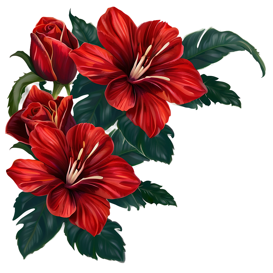 Romantic Red Flowers Png Fhd63 PNG