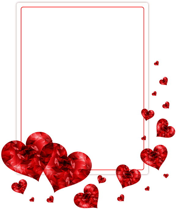 Romantic Red Hearts Photo Frame PNG