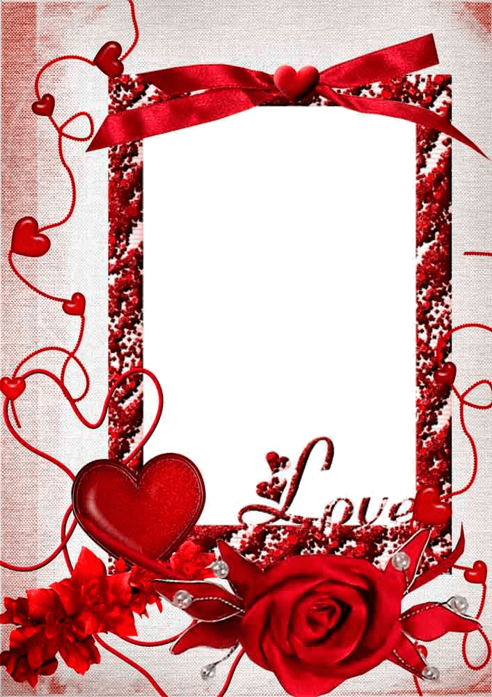 Romantic Red Love Photo Frame PNG