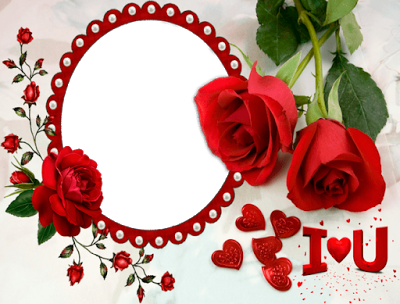 Romantic Red Rose Love Frame PNG