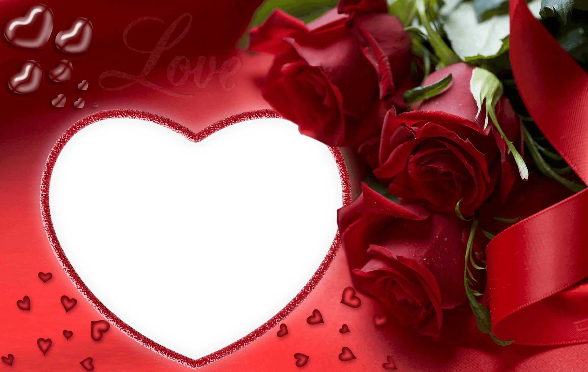 Romantic Red Roses Love Frame PNG