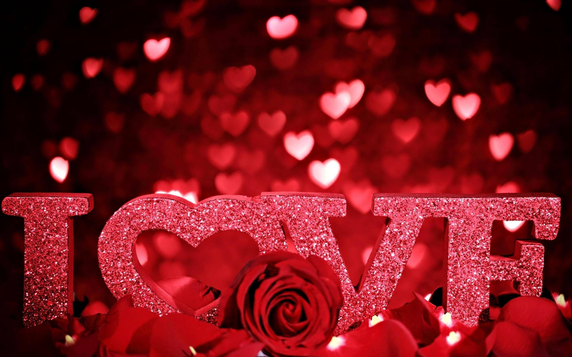 Romantic Rose With Love Sign Wallpaper