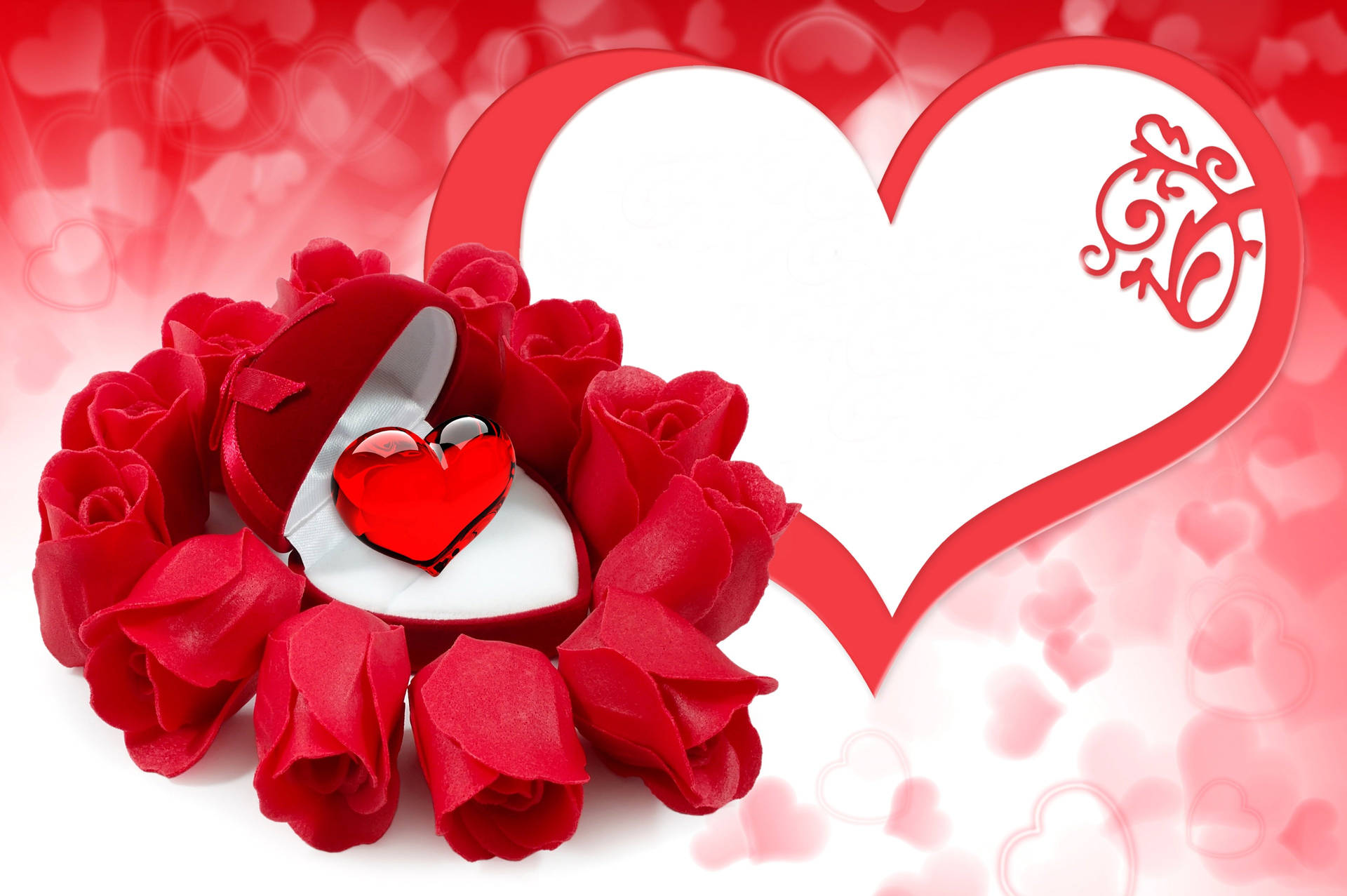 Romantic Rose And Velvet Red Box Wallpaper