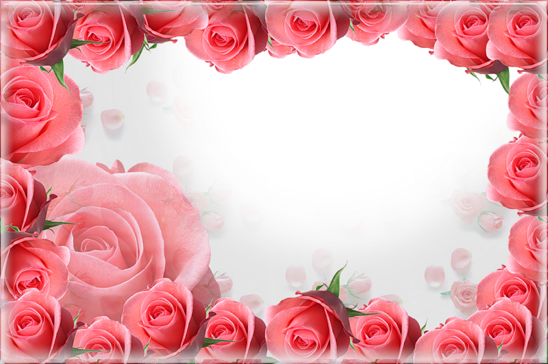 Romantic Rose Heart Frame PNG