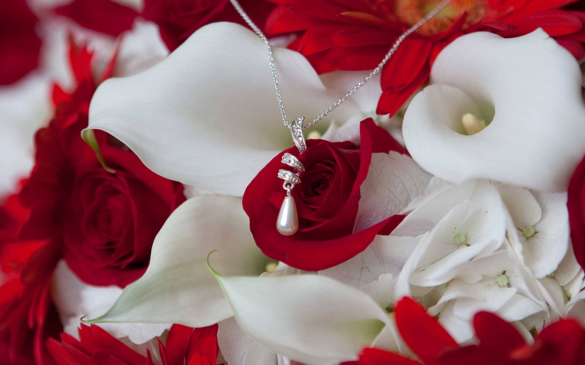 Enchanting Romance - A Rose and Heart Necklace Wallpaper