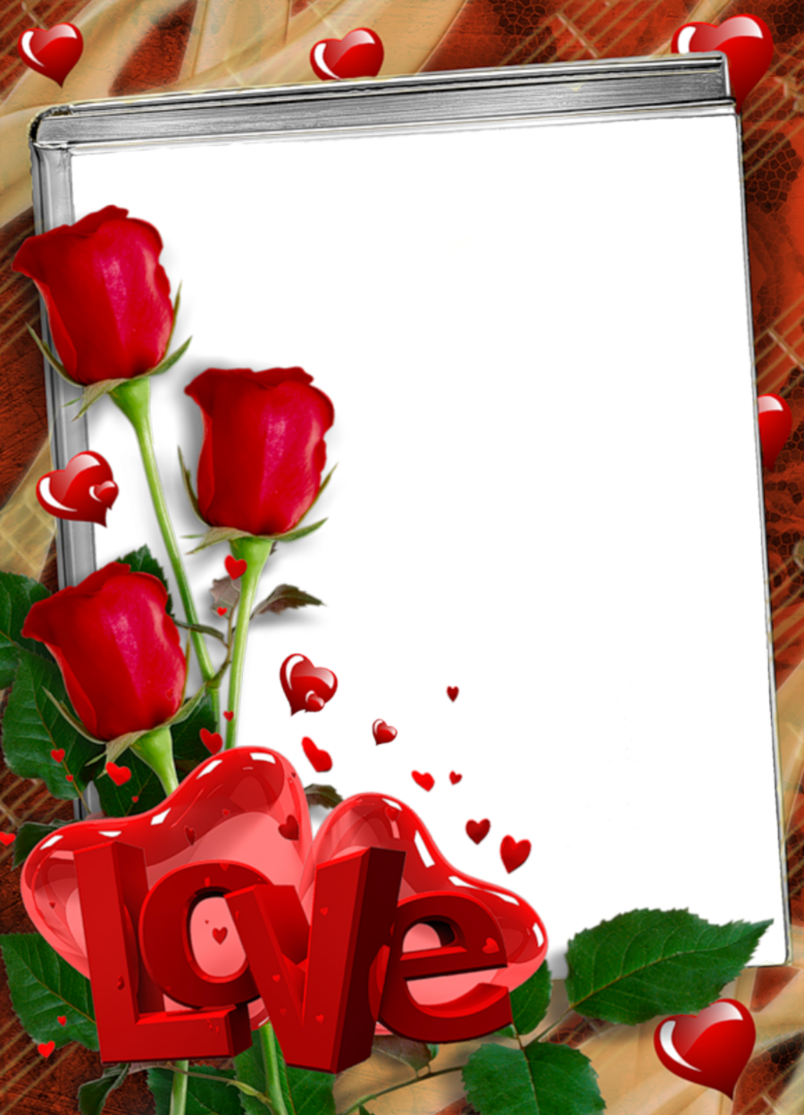 Romantic Roses Love Frame PNG