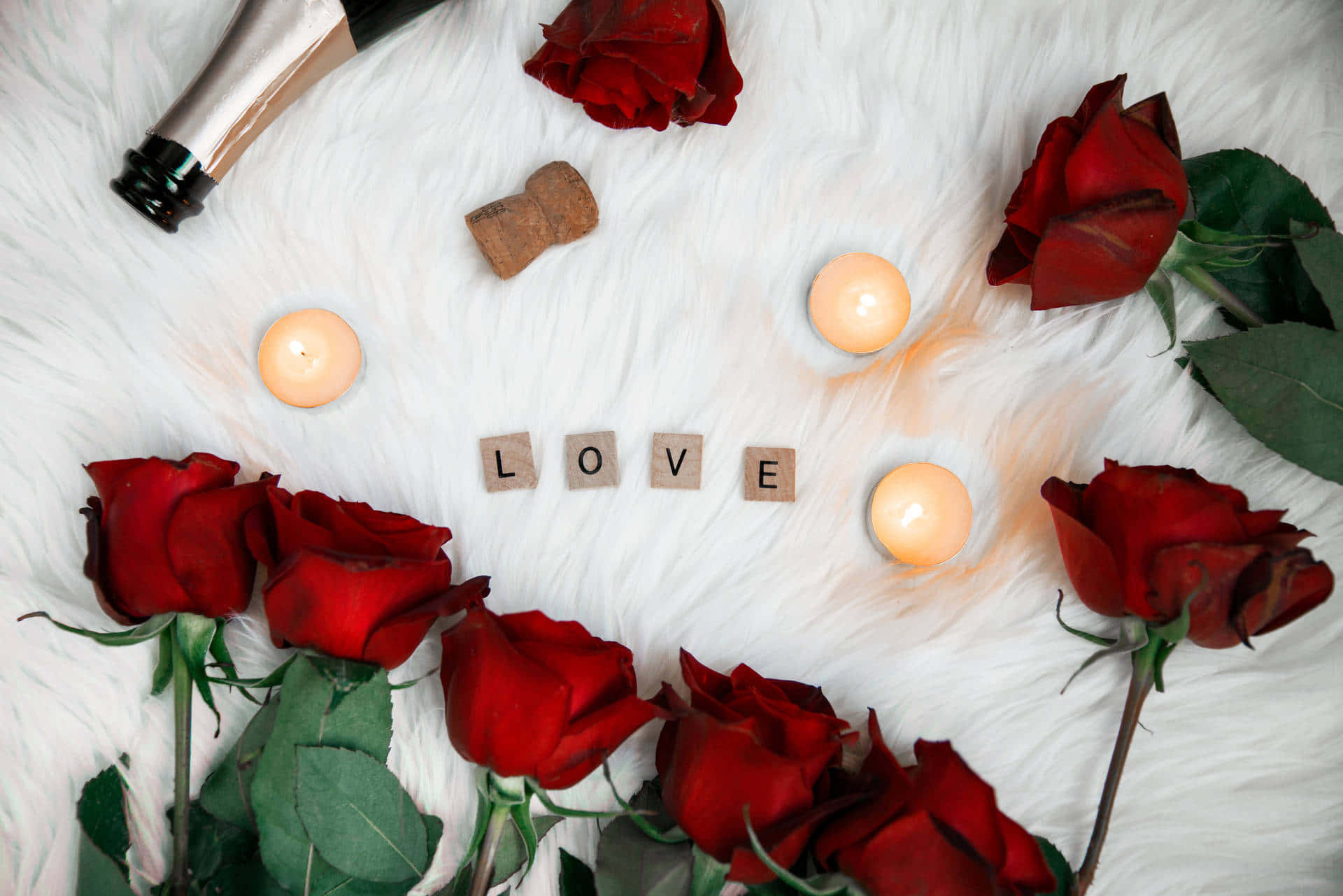 Romantic Rosesand Candles Love Concept Wallpaper
