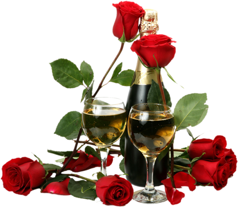 Romantic Rosesand Champagne PNG