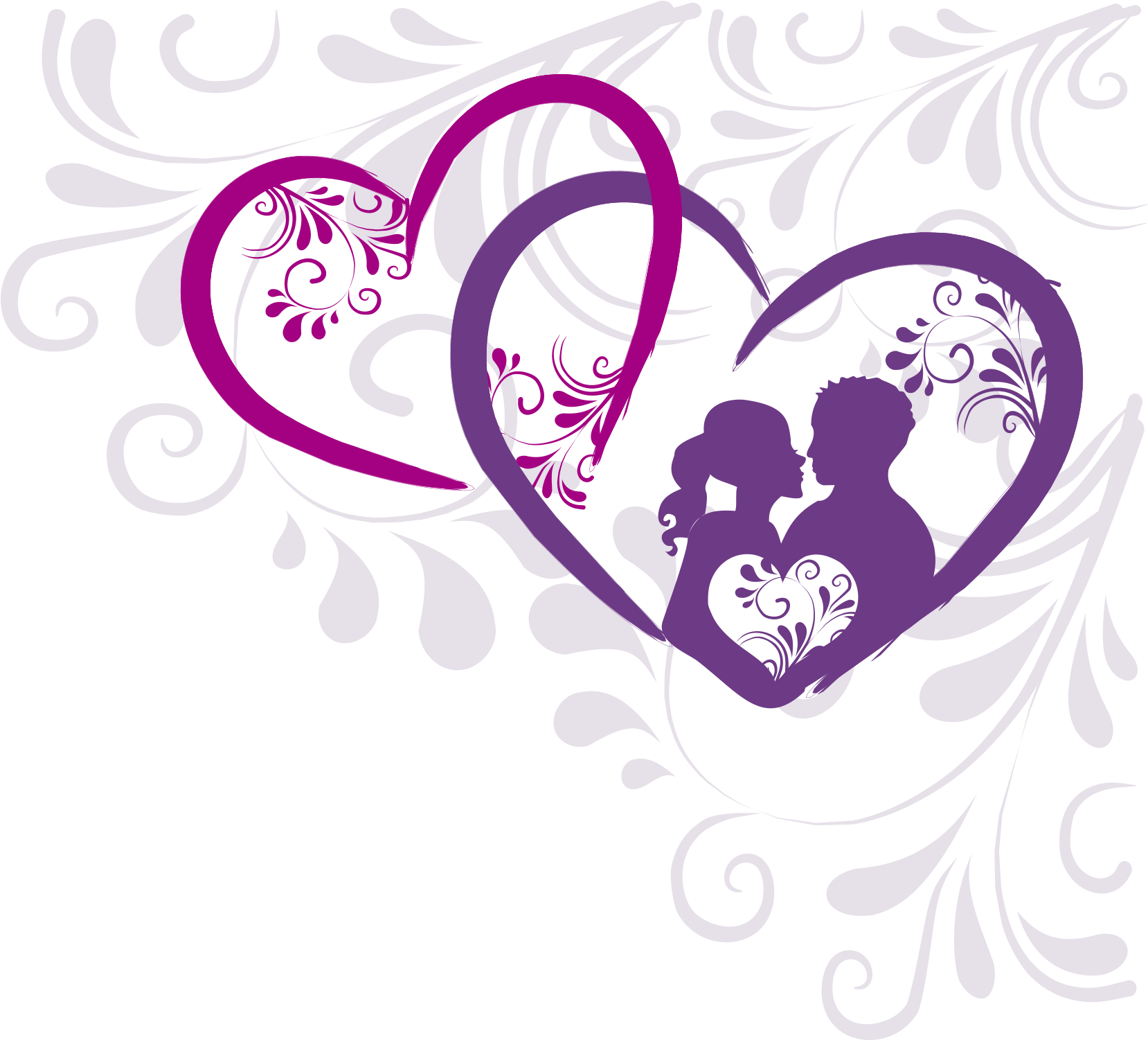 Romantic Silhouette Heart Design PNG