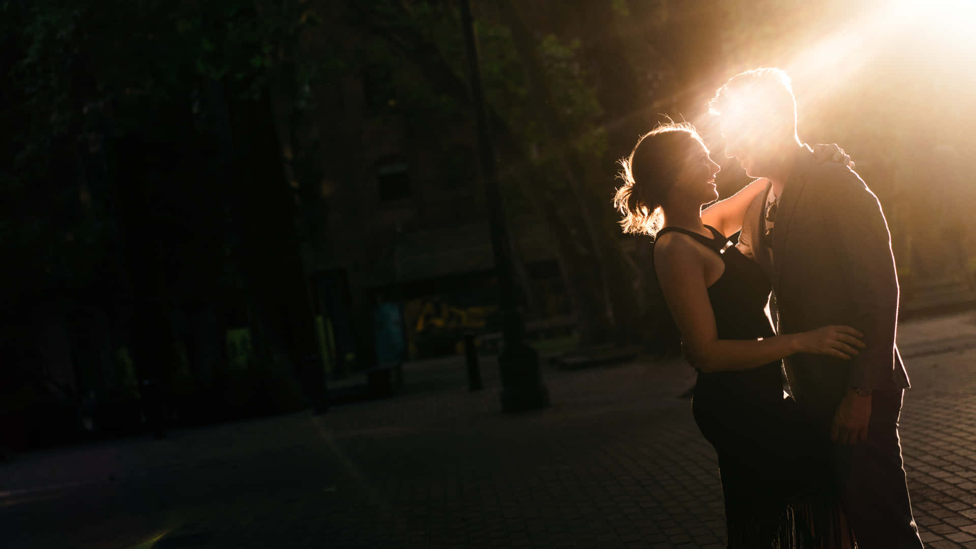 Romanttinen Auringonlasku Halauksessa Pioneer Square Seattle Taustakuva