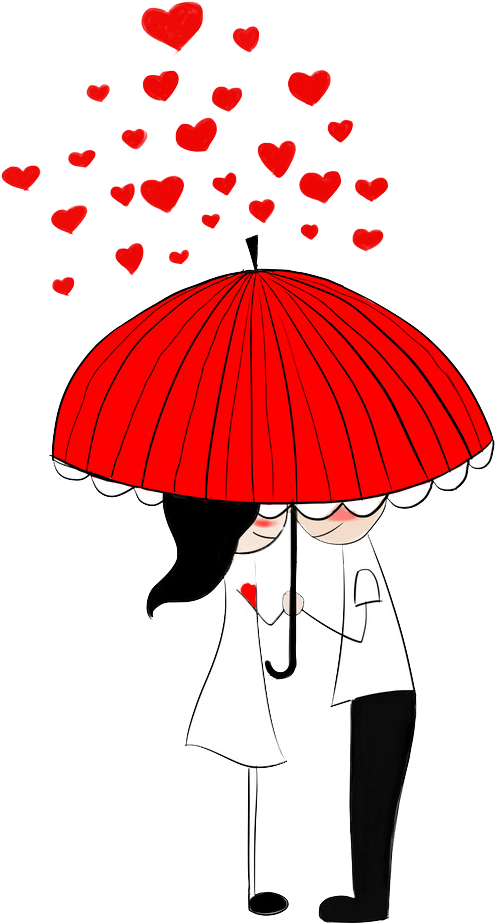 Romantic Umbrella Love Illustration PNG