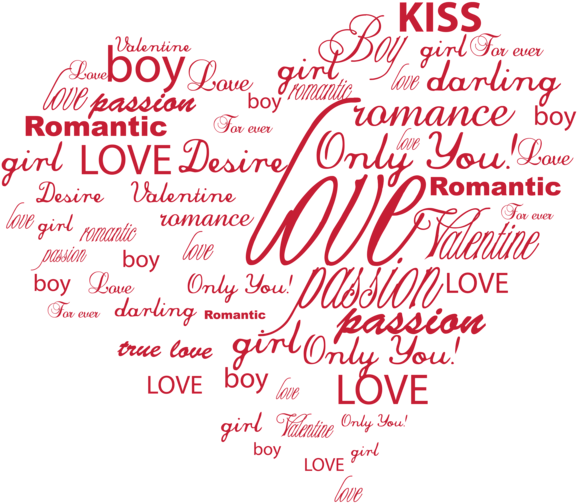 Romantic Word Collage Love Concepts PNG