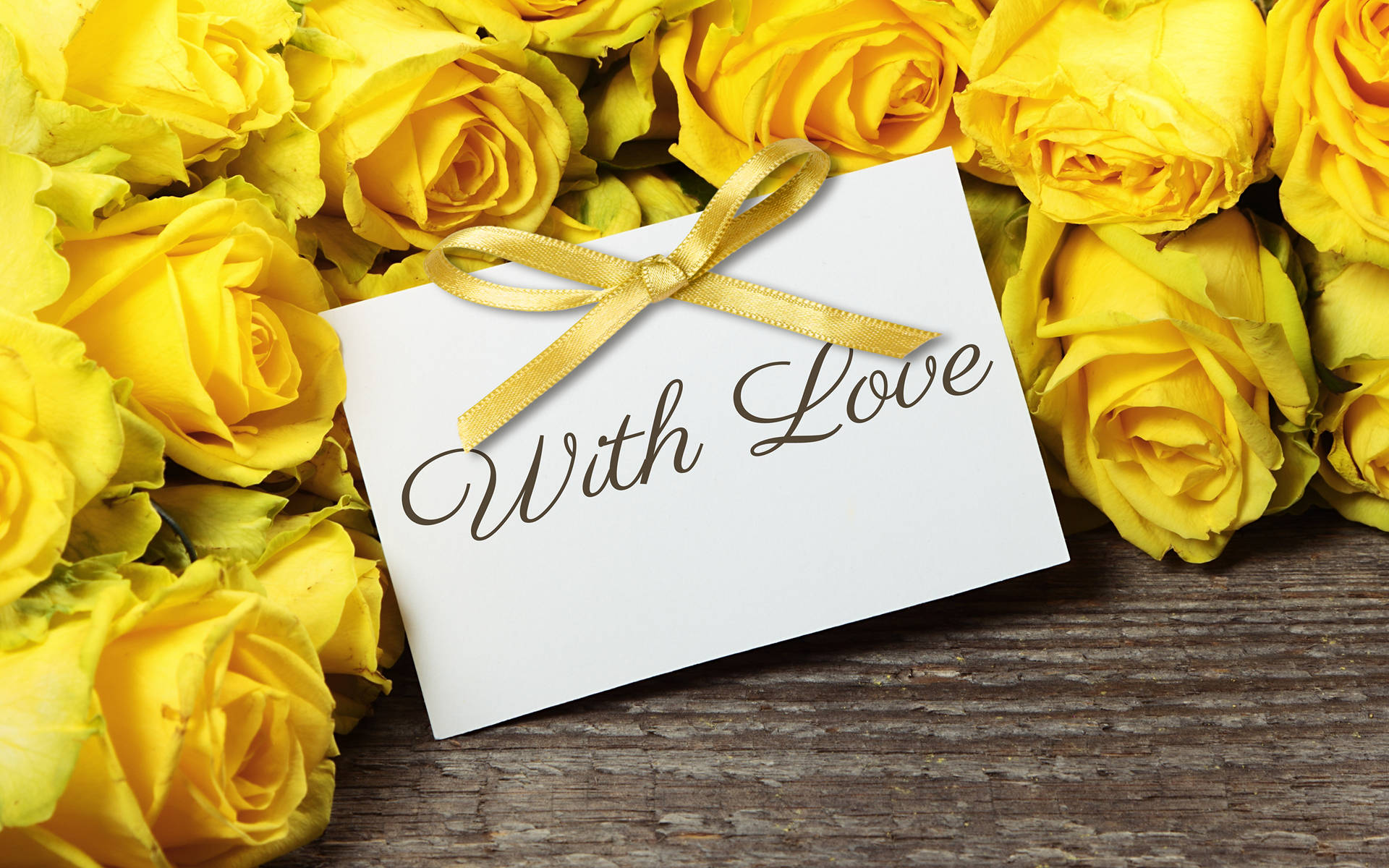 Romantic Yellow Rose With Love Wallpaper