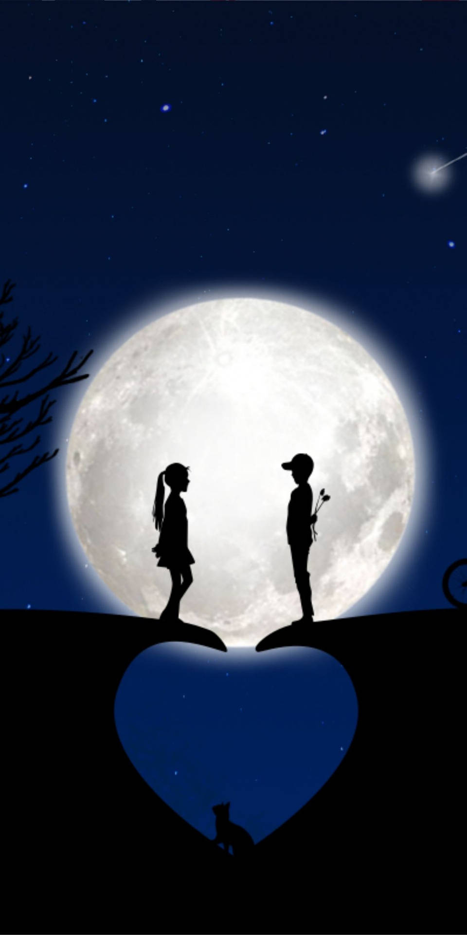 Romantic Young Love And The Moon