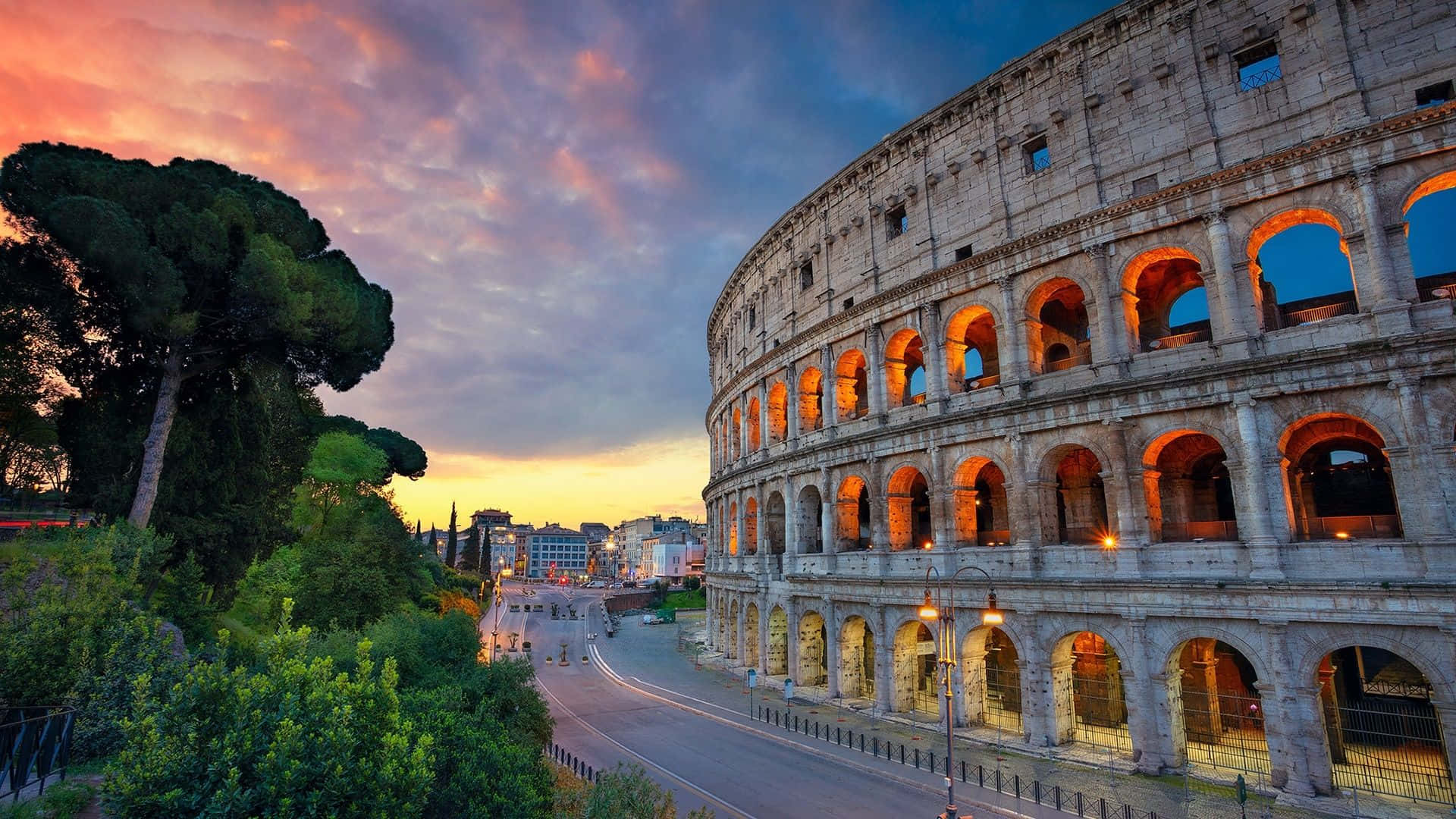 Acolosseum Em Roma Ao Entardecer