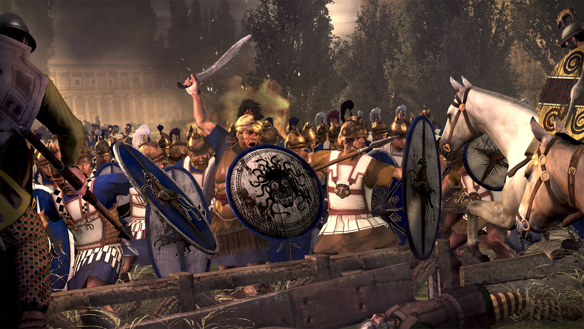 et skærmbillede af en kamp mellem romerne og grækerne Wallpaper