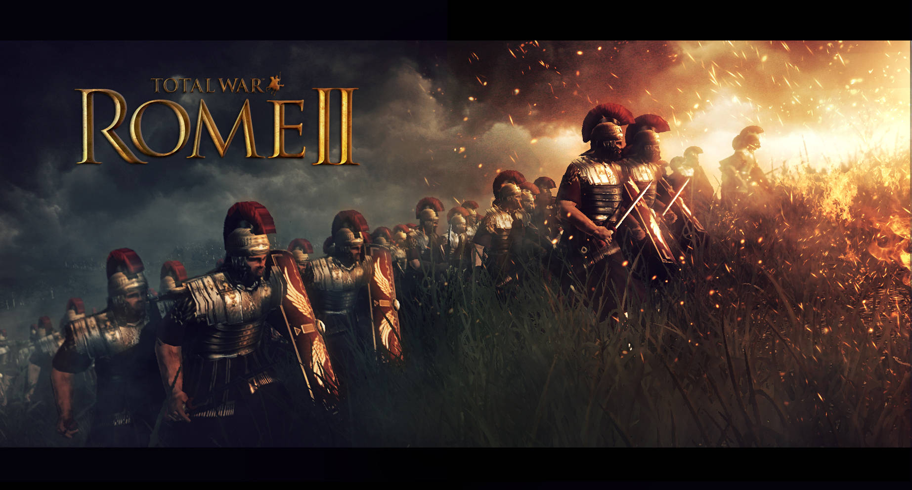 Rometotal War Krieger Auf Einem Flammenden Schlachtfeld Wallpaper