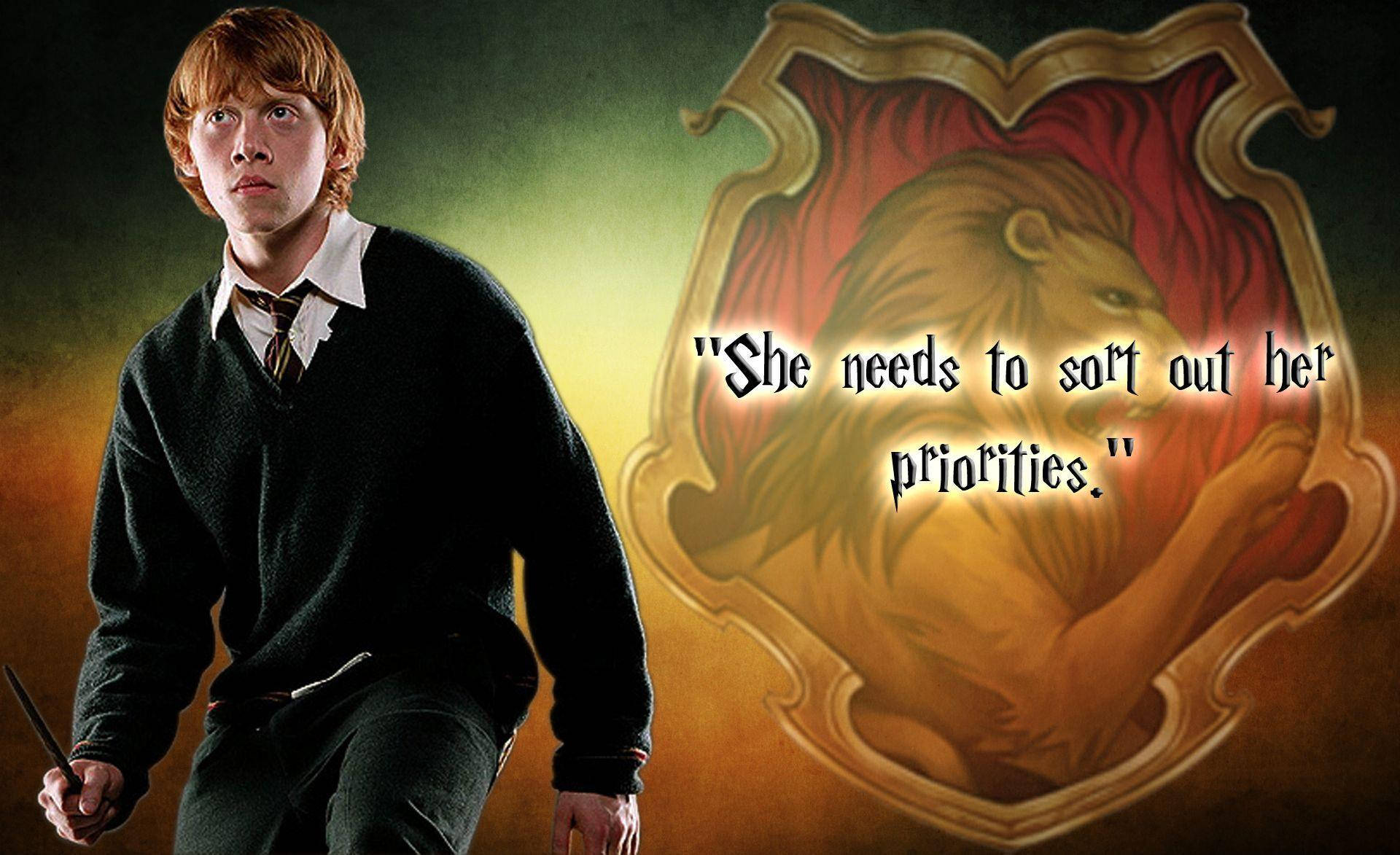 “It matters not what someone is born, but who they grow to be” Ron Weasley Wallpaper