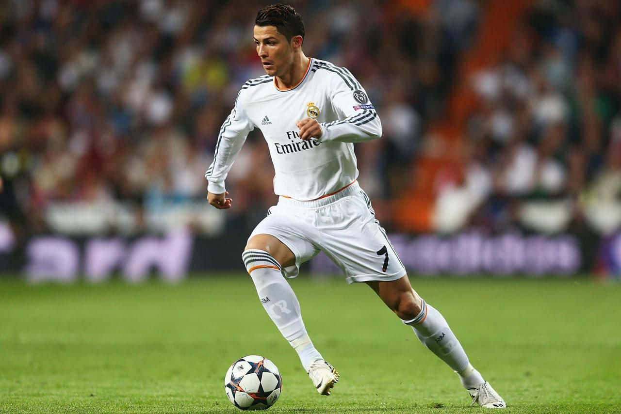 Ronaldo, the football legend, demonstrating exceptional skill on the field
