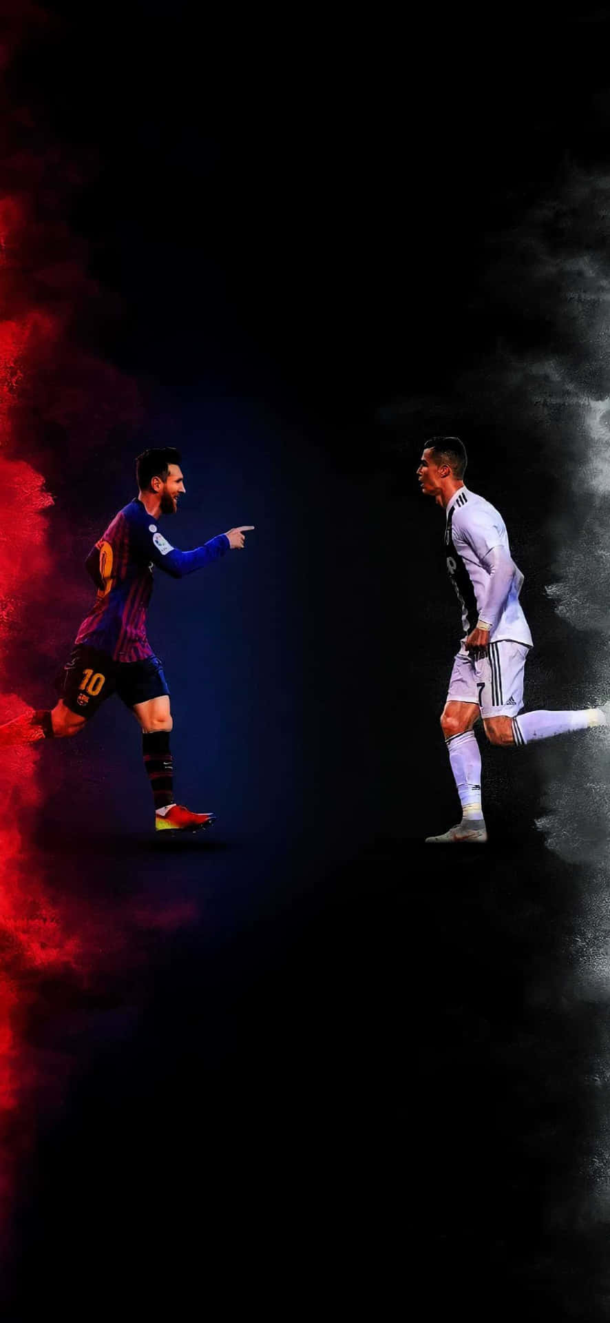 Ronaldo Messi Voetballegendes Face-off Achtergrond