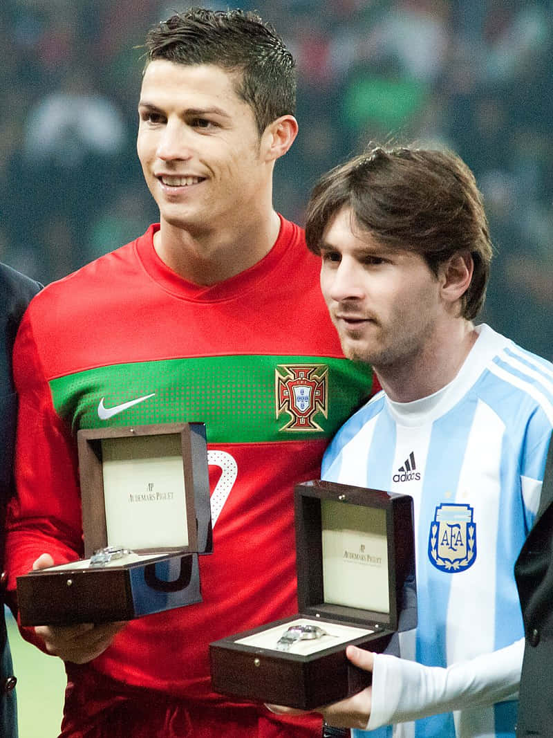 Ronaldoand Messi Award Ceremony Wallpaper