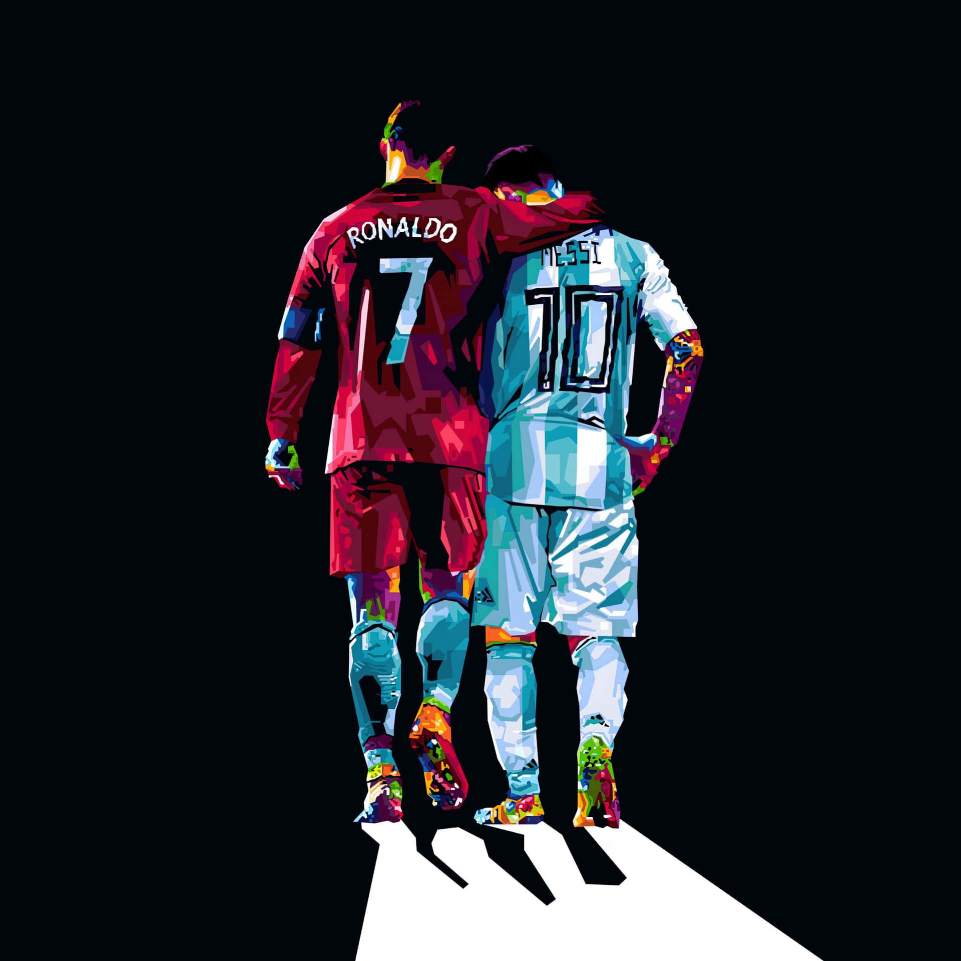 Ronaldoand Messi Friendship Artwork Wallpaper